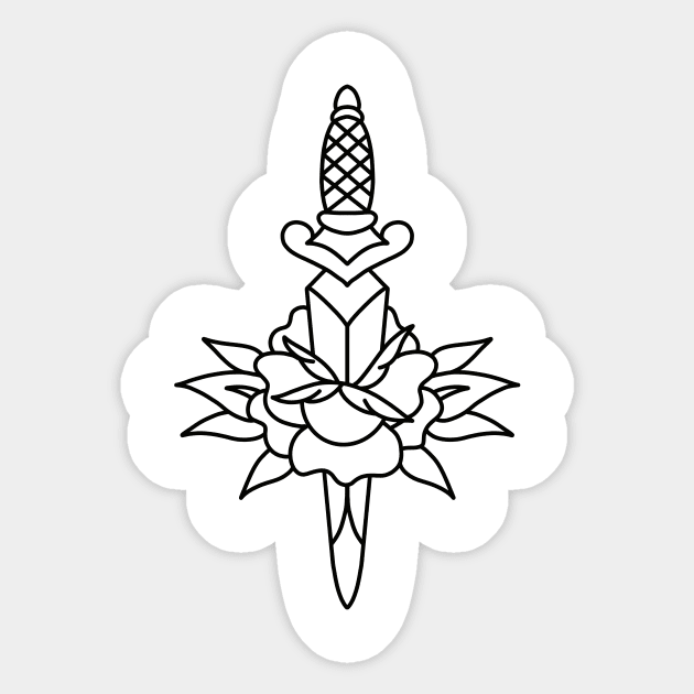 HomeSchoolTattoo Rose and Dagger Sticker by HomeSchoolTattoo